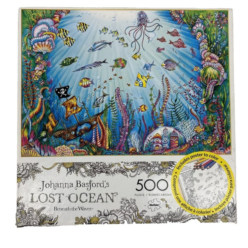 Buffalo Johanna Basford's Lost Ocean Beneath The Waves 500 Piece Puzzle w Poster